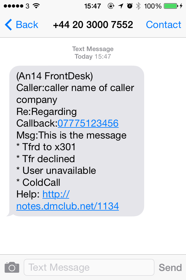 dmAnswers14 FrontDesk Notification SMS
