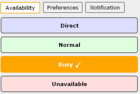 screenshot of busy availability